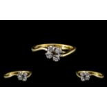 18ct Gold - Attractive 4 Stone Diamond Set Ring of Contemporary Design.