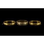 9ct Gold on Metal Collection of Bangles (3) in total. Total weight 65 grams.