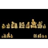 A Collection of Eight Antique Japanese Netsukes and Small Ivory Carved Figures comprising of four