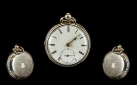 Victorian Open Faced Pocket Watch with porcelain dial, please see accompanying image.