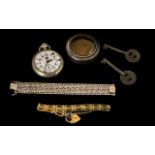 Small Mixed Lot To Include A Silver Bracelet, Gold Plated Gate Bracelet, Open Face Pocket Watch,