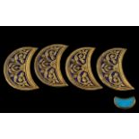 A Set of Four Antique Crescent Shaped Arabesque Bosses finely cast with floral decoration inlaid on