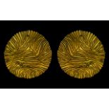 Pair of Svaja Scandinavian Glass Chargers in beautiful gold and amber design,