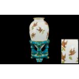 Minton Style Egg Shaped Vase With Bird Decoration,