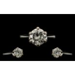 18ct White Gold Attractive - Single Stone Diamond Ring. Marked 18ct.
