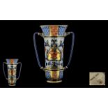 James Macintyre Aurelian Ware Twin Handle Vase. c.