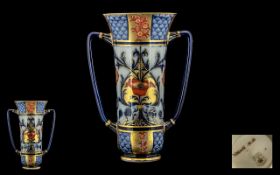 James Macintyre Aurelian Ware Twin Handle Vase. c.