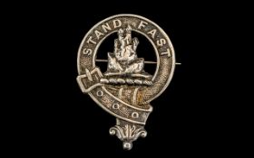 Scottish Silver Clan Badge 'Stand - Fast' - 1.5" in diameter.