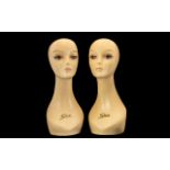 Pair of Mannequin Vintage Heads lovely style and size.