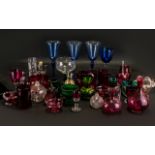 Collection of Ruby Glass Ware Items, and other glassware,