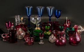 Collection of Ruby Glass Ware Items, and other glassware,