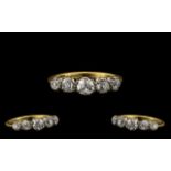 Antique Period Pleasing 18ct Gold 5 Stone Diamond Set Ring. Marked 18ct.
