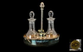 Italian Designer Condiment Set housed in a silver plated cradle,