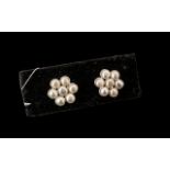 Cultured Fresh Water Pearl Flower Earrings, each single flower comprising seven fresh water white