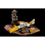 A Mixed Lot of Oddments and Collectables to include two carved Caribbean plaques, a carved wooden