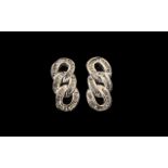 Diamond Pair of 'Curb Chain' Design Earrings, 0.33ct, each earring comprising three fixed links of