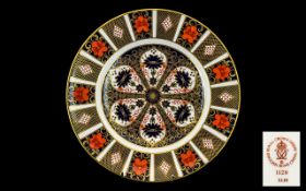 Royal Crown Derby Old Imari Pattern Single Gold Band Large Cabinet Plate. Pattern 1128 & Date 1980.