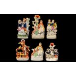 Staffordshire Fine Collection of Figural Spill Vases and Figural Vases ( 6 ) Six In Total.