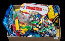 Box Containing Large Quantity of Lego, Mega Blocks & Stickle Bricks.
