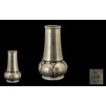 Liberty and Co Tudric Pewter Vase of cylindrical tapering form with bulbous bottom,