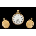 Elgin USA Gold Plated Open Faced Keyless Pocket Watch circa 1900-1910.