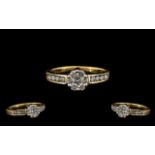 18ct Gold Attractive Flowerhead Diamond Set Dress Ring - marked 750 - 18ct.