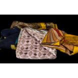 Collection of Vintage Silk Scarves five in total,various colours and designs, unlabelled. Comprising