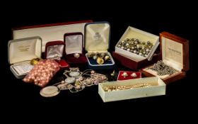 Box of Vintage & Modern Costume Jewellery comprising pendants; earrings; chains; necklaces;