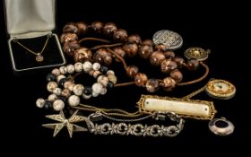A Small Mixed Lot of Costume and Silver Jewellery to include three silver gilt chains,