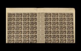 Stamp Interest - Rare India Feudatory States Travancore Cochin Rare Full Sheet of 112 unused all gum