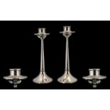 Art Nouveau Stunning Pair of Sterling Silver Tulip Candlesticks of Wonderful Form.