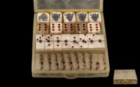 Early 20thC Plastic Dice and Domino Set mother of pearl effect.