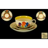 Clarice Cliff 1930's Hand Painted Cup and Saucer + A Matching Small Saucer ' Crocus ' Pattern.