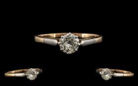 Single Stone Diamond Ring Set With A Round Brilliant Cut Diamond, Estimated Diamond Weight 0.