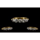 18ct Gold Diamond Ring Set With Five Old Round Cut Graduating Diamonds, Rubover Gallery Setting,