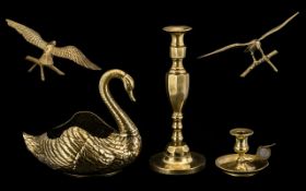 Collection of Brass Figures including a large Swan,