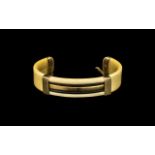 Designer Ivory & Gold 9ct Stamped Bangle in the Art Deco style, with safety gold chain.