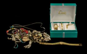 Collection Of Costume Jewellery To Include A Boxed “Limit” Wristwatch, Bracelet And Pendant Set,