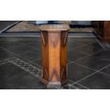Victorian Oak Pedestal in the Gothic Manner, the square shaped top with canted corners. Height 23".