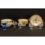Collection of Glass & Porcelain to include a Crown Ducal 'Avis' Flat Bowl with pedestal with