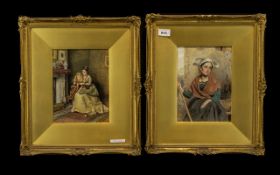 Kilburne - A Pair of Fine Quality Watercolour Drawings in Glazed Gilt Frames - mother and child in