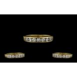 18ct Gold - Attractive Channel Set Seven Stone Diamond Ring,