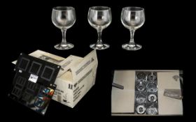 Collection of Paris Glass Goblets and Wine Glasses - 48 12oz goblets and 48 18oz wine glasses boxed,