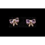 Rose de France Amethyst 'Bow' Stud Earrings,