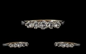 Victorian Period 9ct Gold and Silver 5 Stone CZ Set Dress Ring marked 9 ct gold and silver. Ring