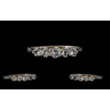Victorian Period 9ct Gold and Silver 5 Stone CZ Set Dress Ring marked 9 ct gold and silver. Ring