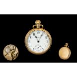 American Watch Company Waltham Gold Plated Keyless Open Faced Pocket Watch. Circa 1920.
