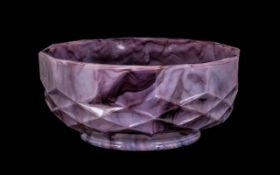 Victorian Period Sowerby Large Slag Glass Bowl of amethyst colourway. 8" - 20 cm diameter, 3.