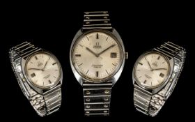 Gents Omega Automatic Seamaster Cosmic Wristwatch Silvered Dial With Baton Numerals And Date