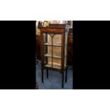 Edwardian Single Door Cabinet with astral glazed front with a painted top panel below a shaped